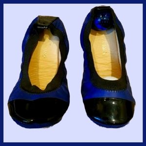 Samra Black Patent & Royal Blue Flat Ballet Flat Slippers